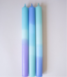 3 lange kaarsen blauw